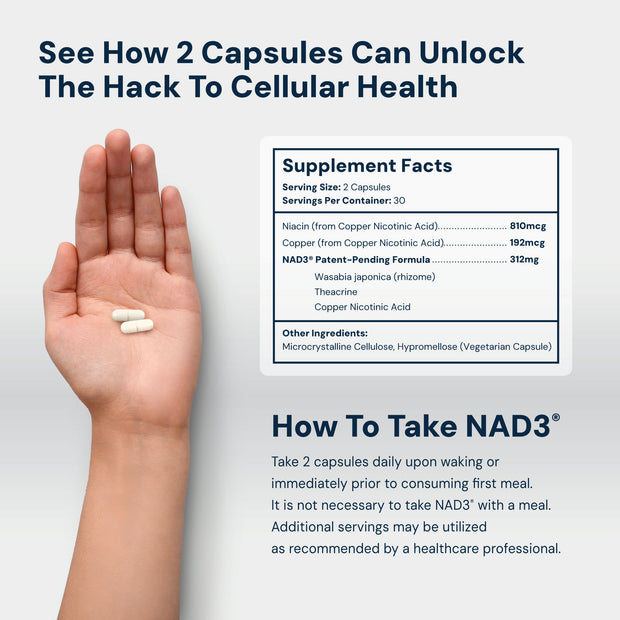 NAD3® 60 • An All Natural NAD+ Booster® Dietary Supplement (1 Month Supply)