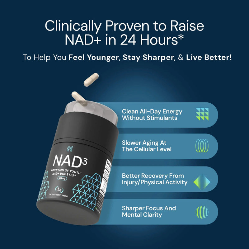 NAD3® 60 • An All Natural NAD+ Booster® Dietary Supplement (1 Month Supply)