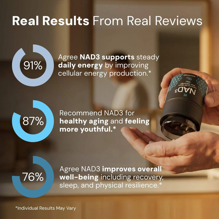 NAD3® 60 • Un suplemento dietético totalmente natural NAD+ Booster® (suministro para 1 mes) 