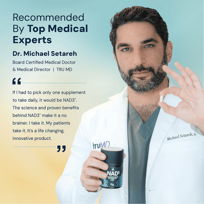 NAD3® 60 • Un suplemento dietético totalmente natural NAD+ Booster® (suministro para 1 mes) 