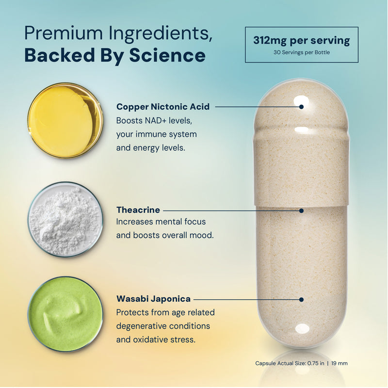NAD3® 60 • Un suplemento dietético totalmente natural NAD+ Booster® (suministro para 1 mes) 